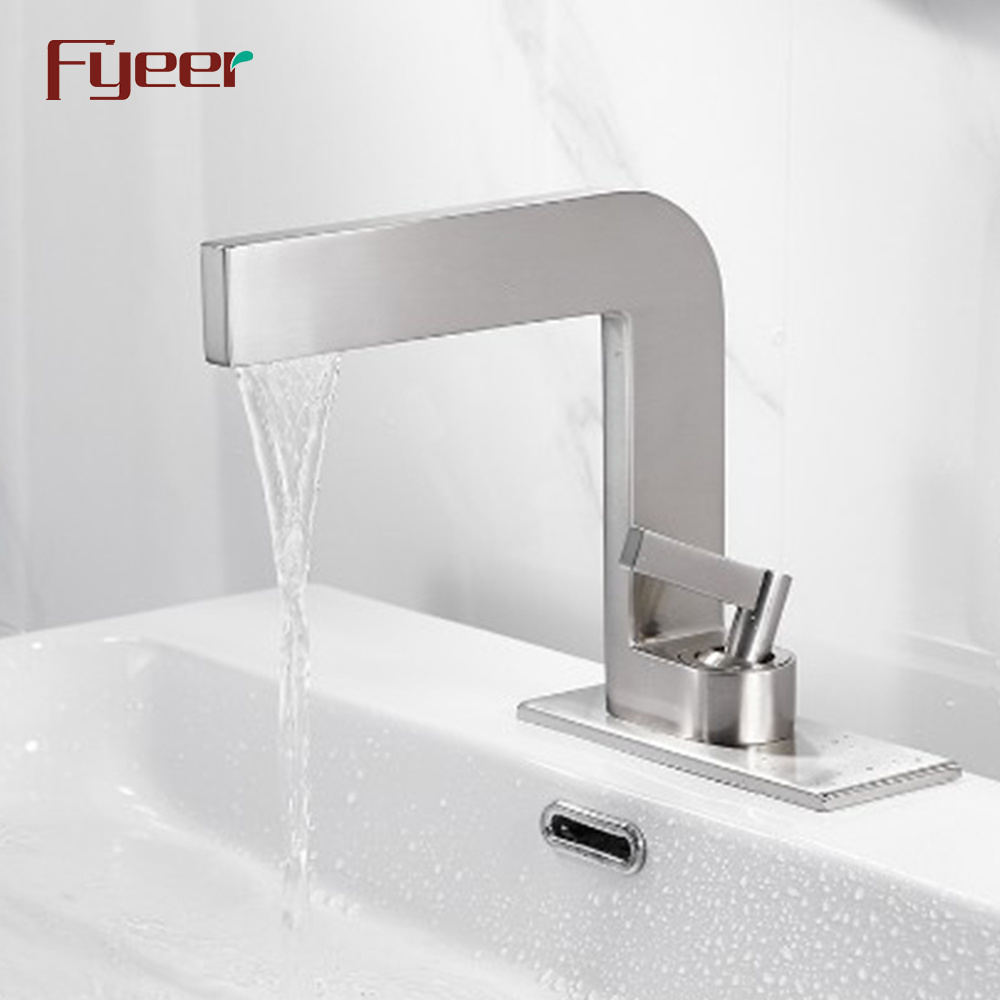 Fyeer New Shape Brush Nickle Brass Bathroom Basin Faucet