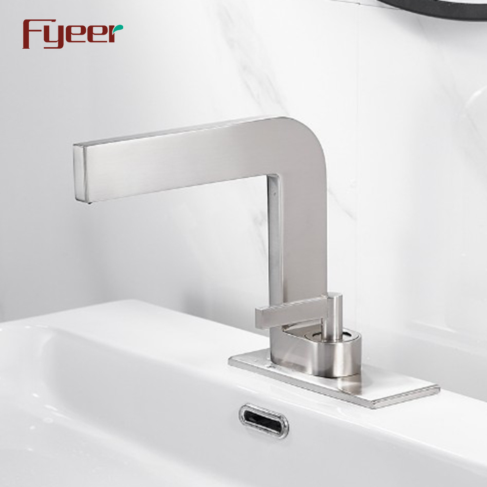 Fyeer New Shape Brush Nickle Brass Bathroom Basin Faucet