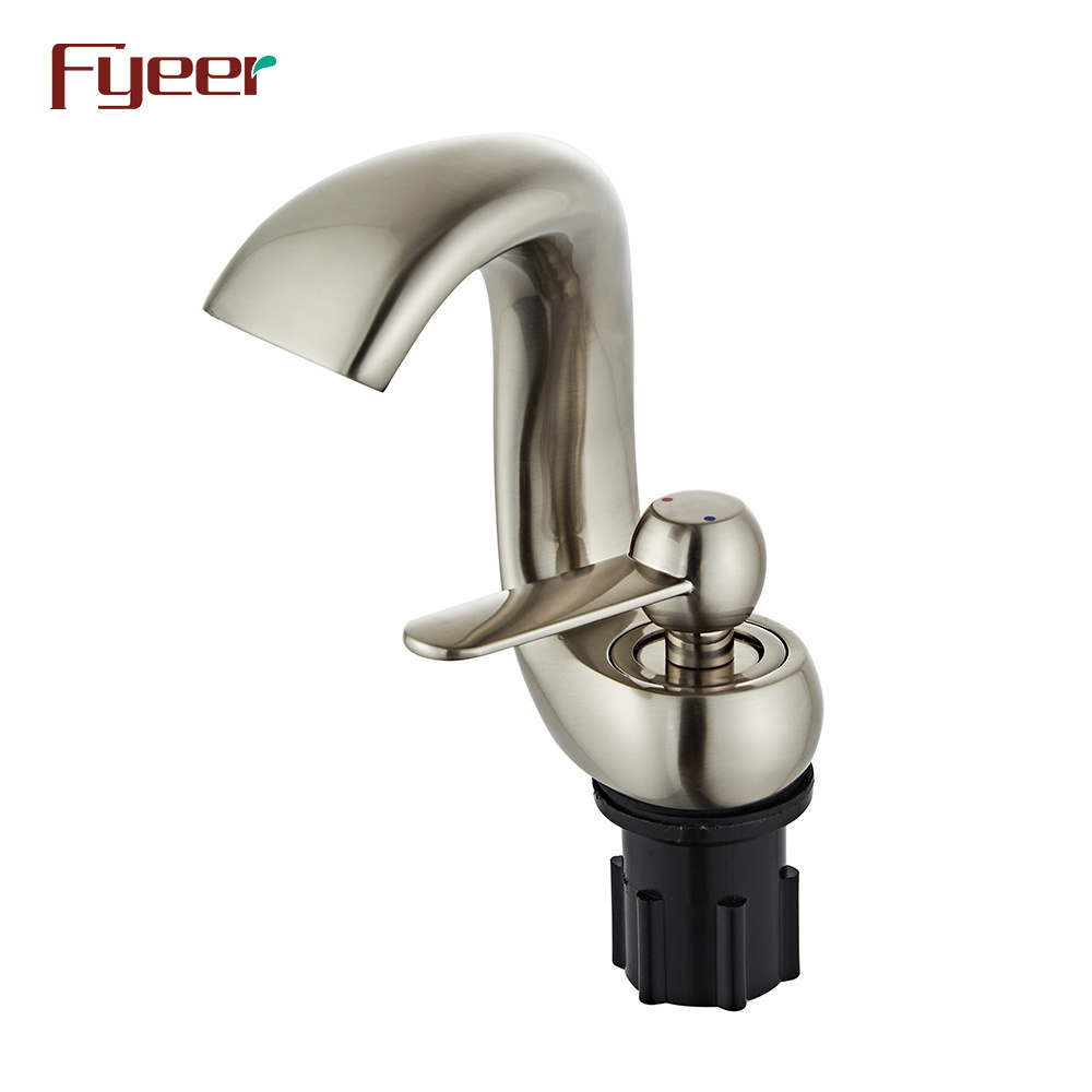 Fyeer New Modern Design Solid Brass Brush Nickle Bathroom Basin Faucet