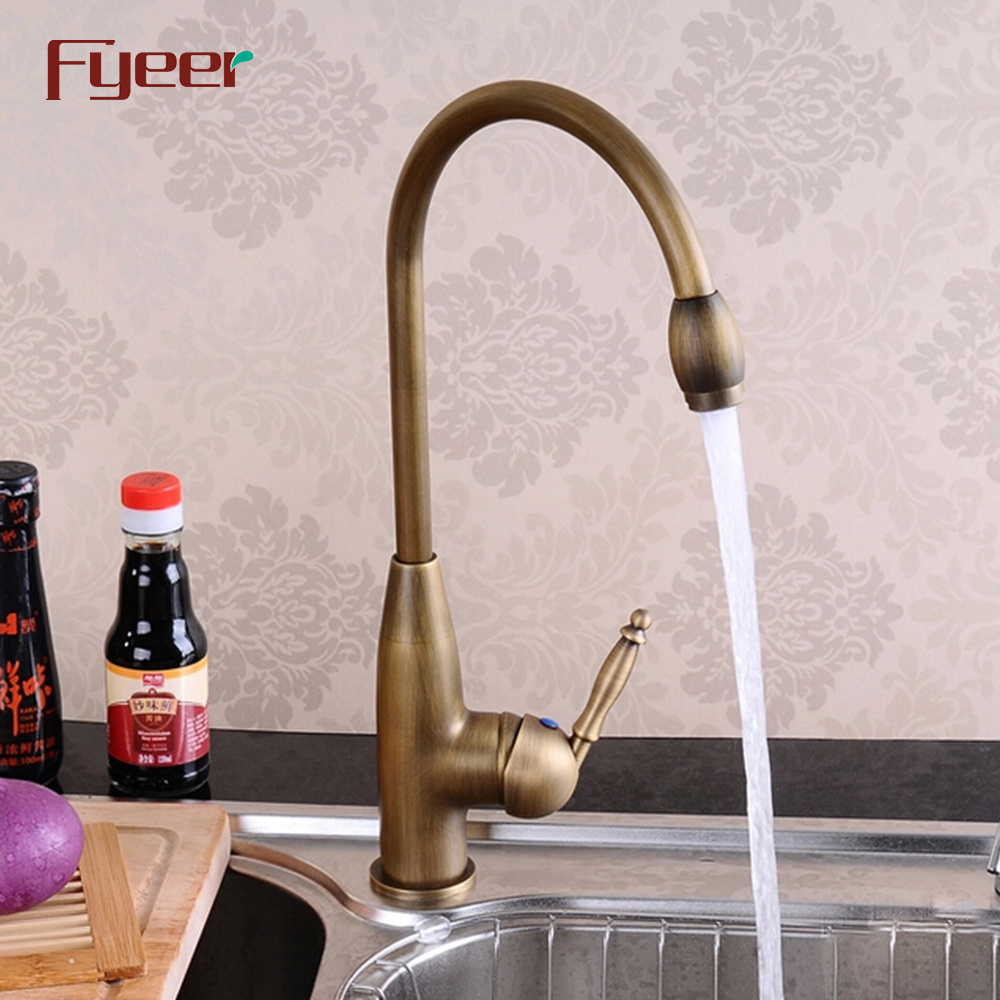 Fyeer Antique Copper Kitchen Sink Faucet