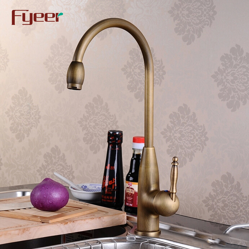 Fyeer Antique Copper Kitchen Sink Faucet