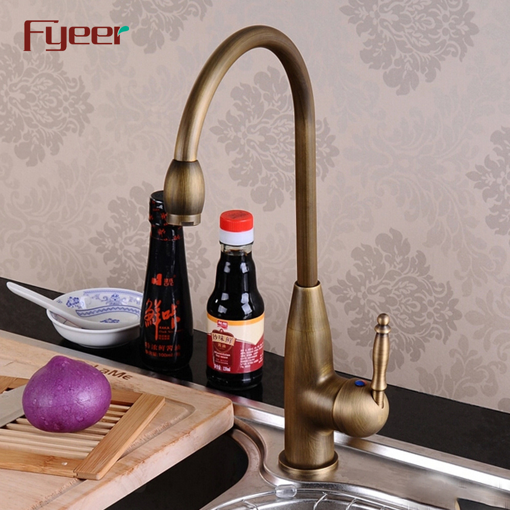 Fyeer Antique Copper Kitchen Sink Faucet