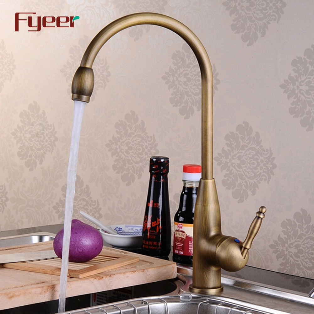 Fyeer Antique Copper Kitchen Sink Faucet