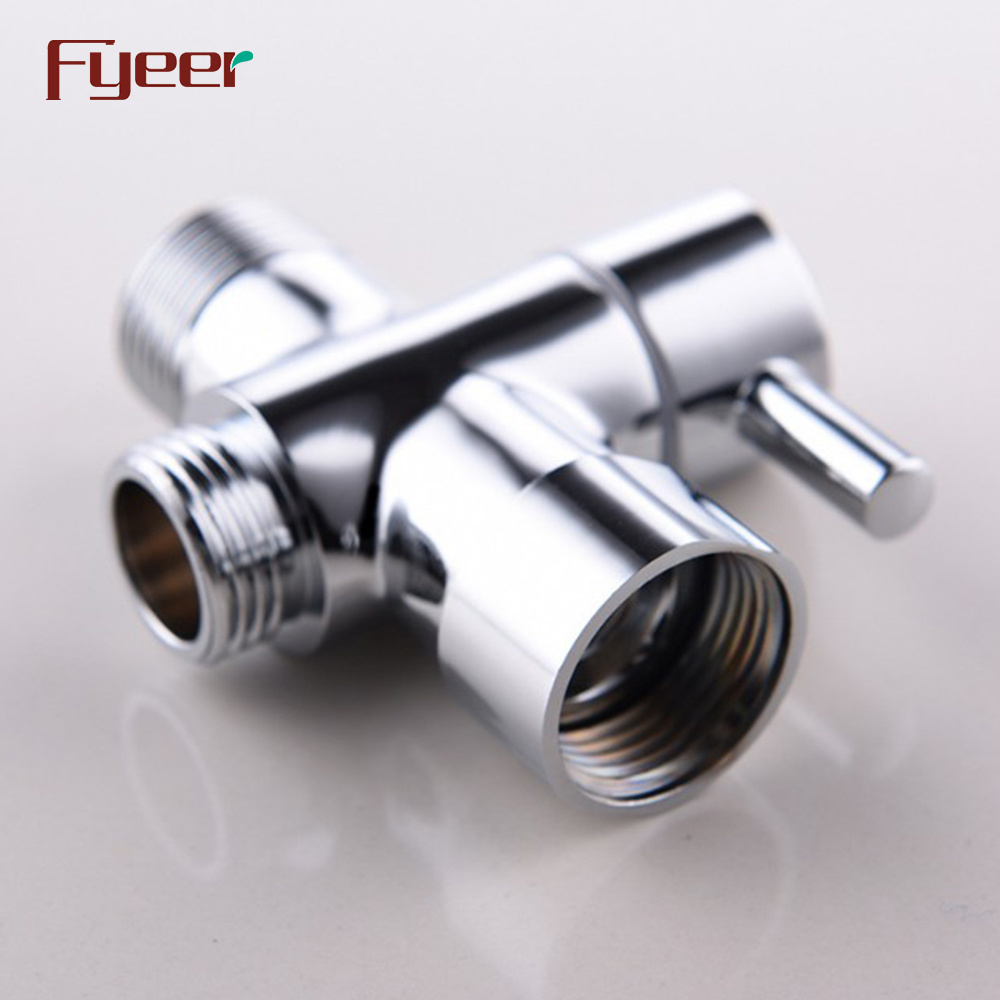 Fyeer Brass Chrome Plated Bidet T Valve Double Function Diverter Valve