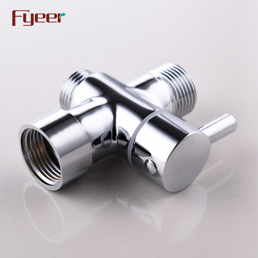 Fyeer Brass Chrome Plated Bidet T Valve Double Function Diverter Valve