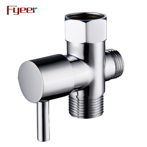 Fyeer Brass Chrome Plated Bidet T Valve Double Function Diverter Valve