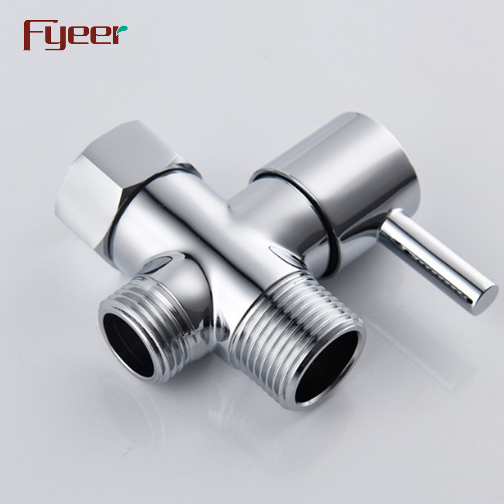 Fyeer Brass Chrome Plated Bidet T Valve Double Function Diverter Valve