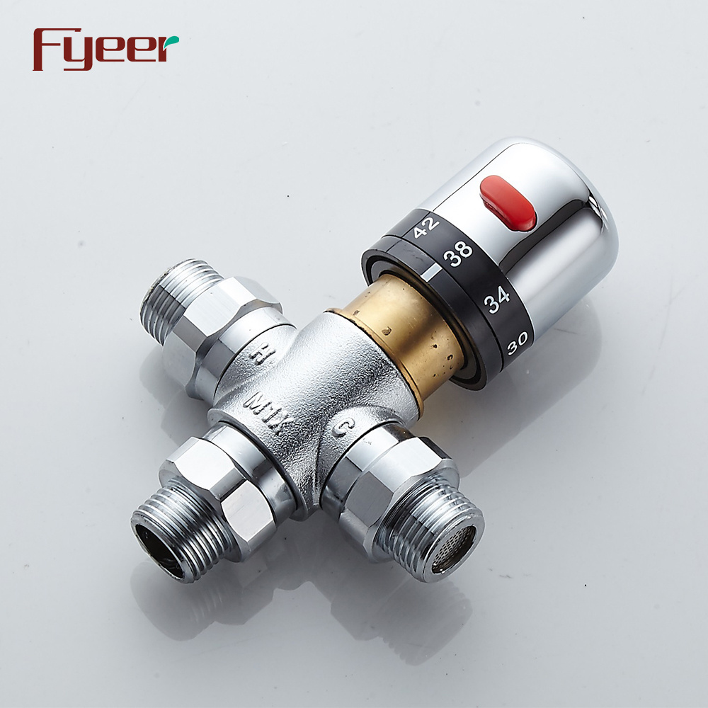 Fyeer Sanitary Ware DN15 Brass Water Temperature Control Valve Thermostatic Mixing Valve