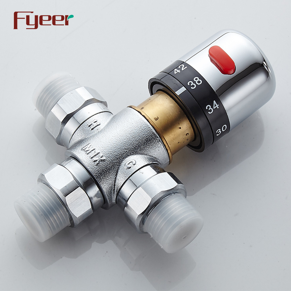 Fyeer Sanitary Ware DN15 Brass Water Temperature Control Valve Thermostatic Mixing Valve