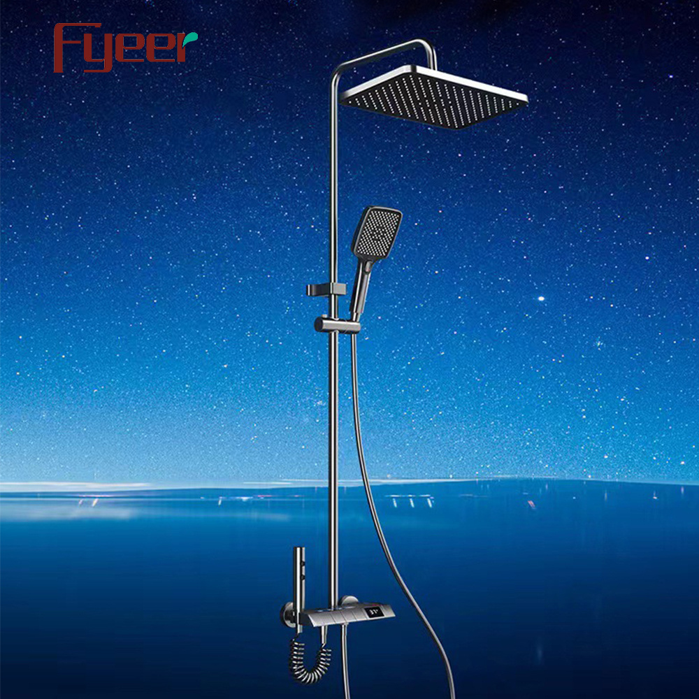 Fyeer Gun Grey Digital LED Bathroom Complete Shower Set