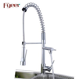 Fyeer Solid Brass Two Spray Pull Down Kitchen Sink Faucet