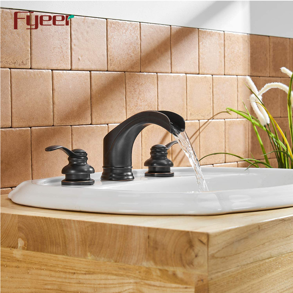 Fyeer ORB Waterfall 3 Hole Widespread Bathroom Basin Faucet