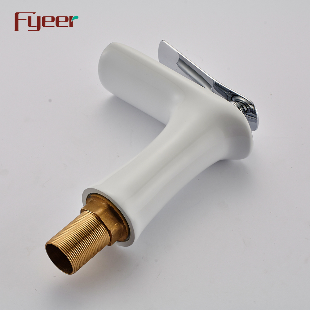 Fyeer High Quality White Paint Waterfall Brass Basin Faucet