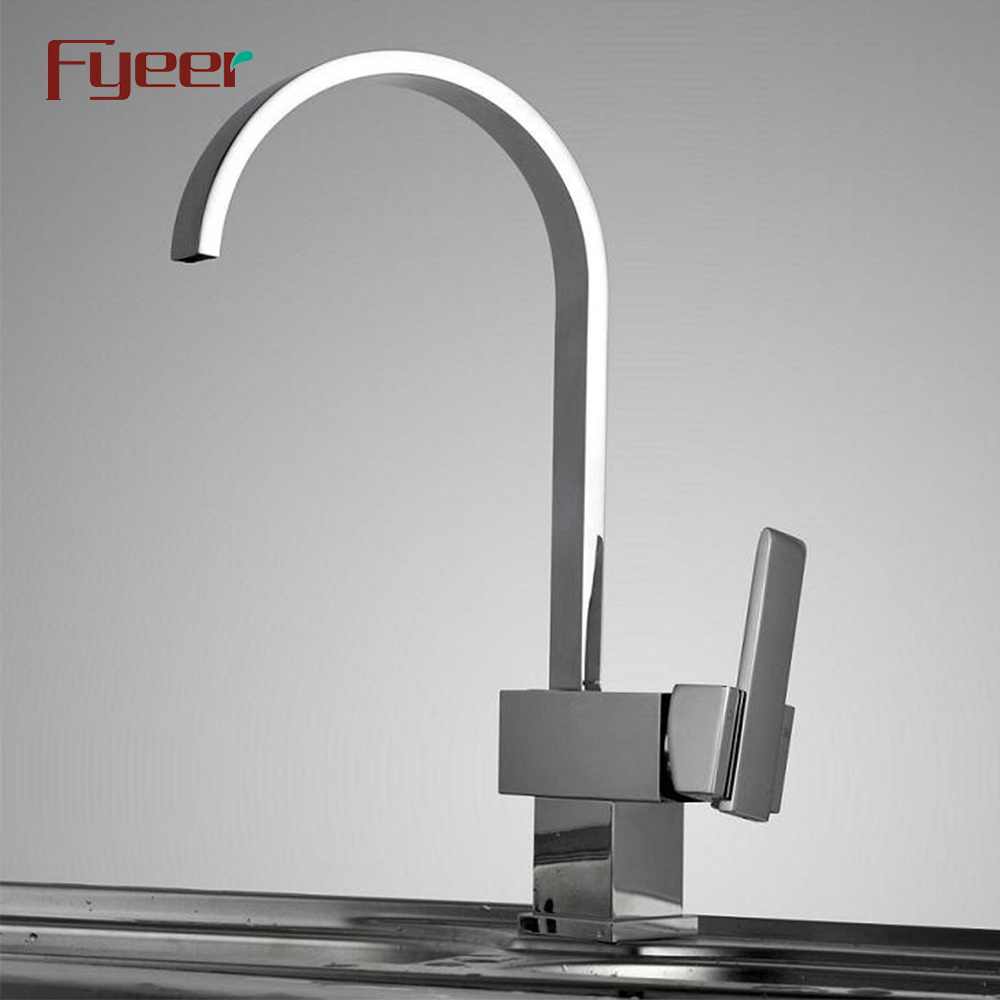 Fyeer Single Handle Brass Mixer Tap Waterfall Kitchen Sink Faucet