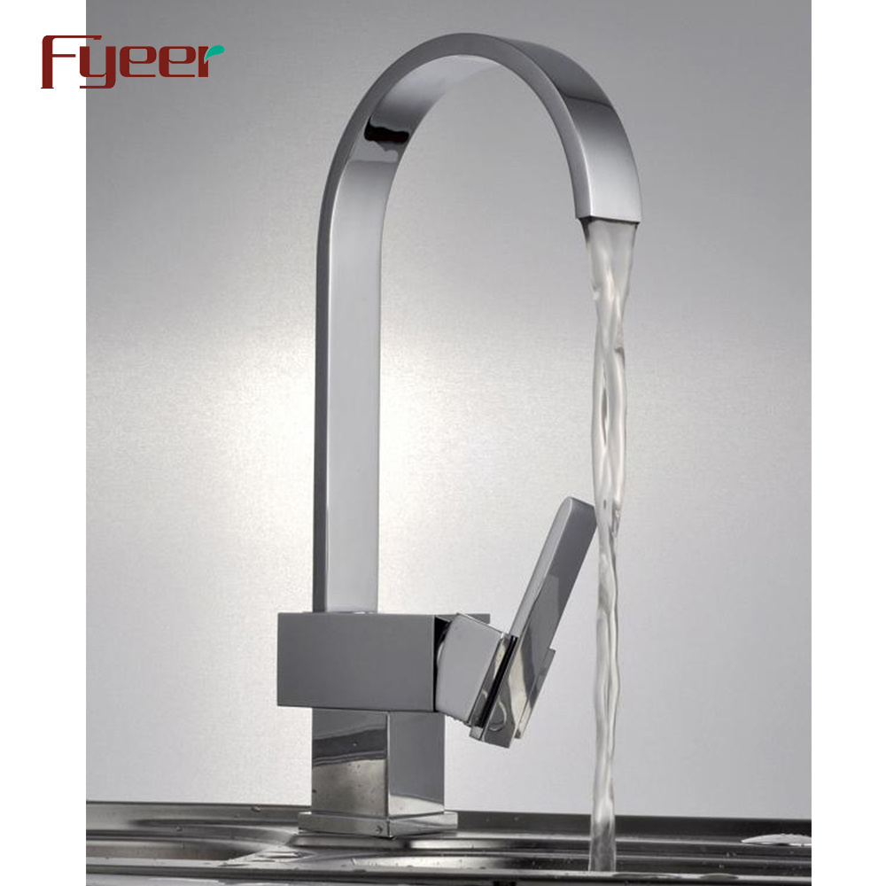 Fyeer Single Handle Brass Mixer Tap Waterfall Kitchen Sink Faucet