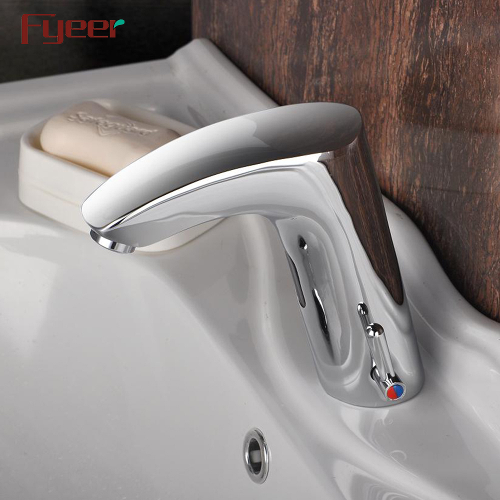 Fyeer Factory Hot Sale Single Handle Touchless Water Saving DC Power Solid Brass Automatic Sensor Faucet