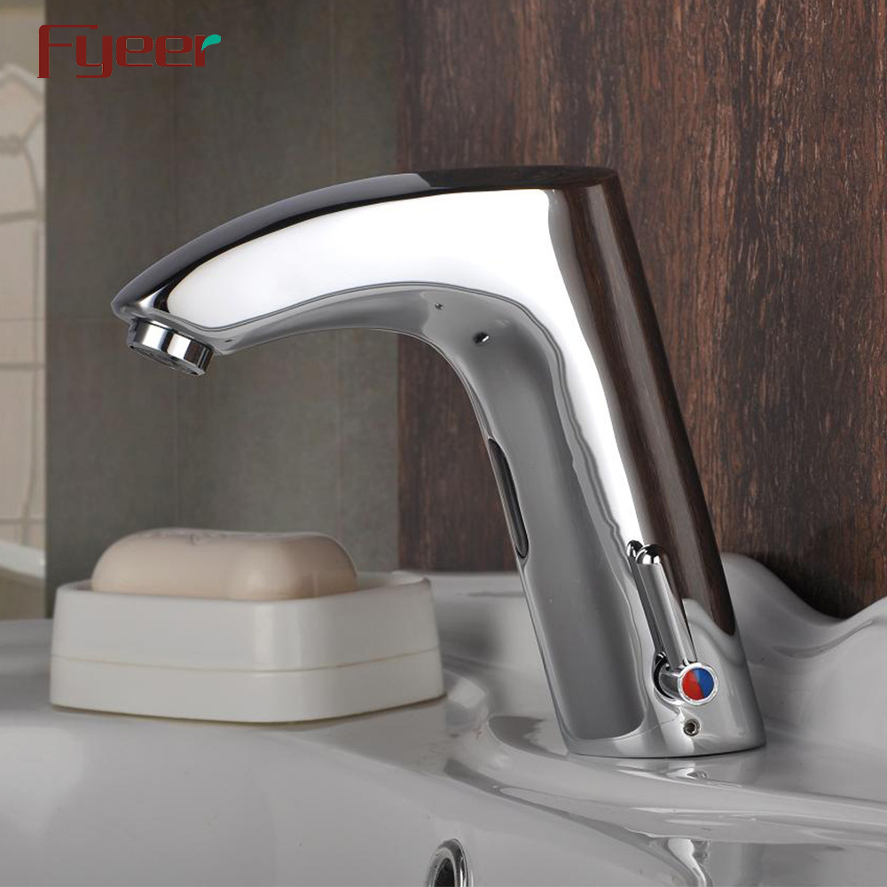 Fyeer Factory Hot Sale Single Handle Touchless Water Saving DC Power Solid Brass Automatic Sensor Faucet