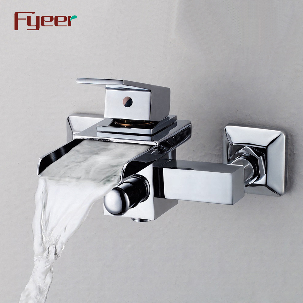 Fyeer Single Handle Wall Mounted Bathroom Waterfall Bathtub Faucet