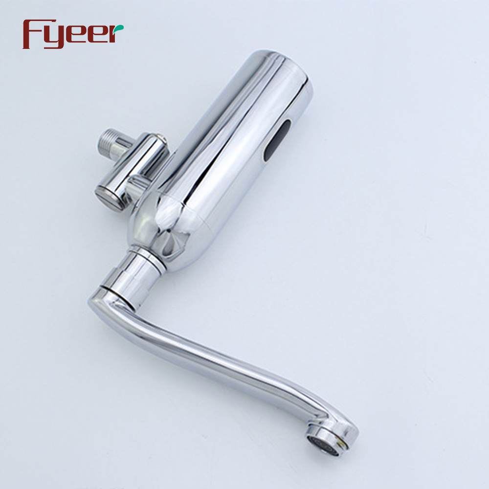 Fyeer Long Spout Cold Only Wall Mounted Automatic Shut Off Sensor Faucet