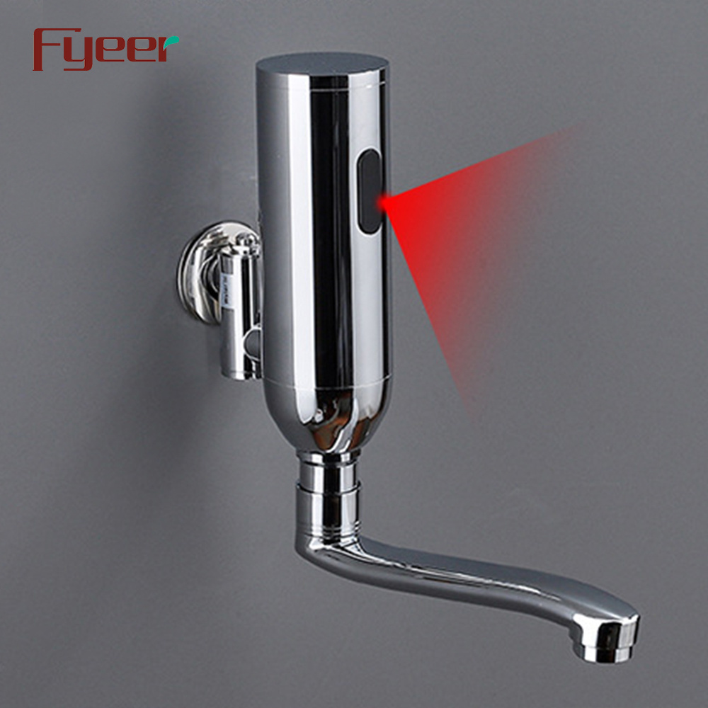 Fyeer Long Spout Cold Only Wall Mounted Automatic Shut Off Sensor Faucet