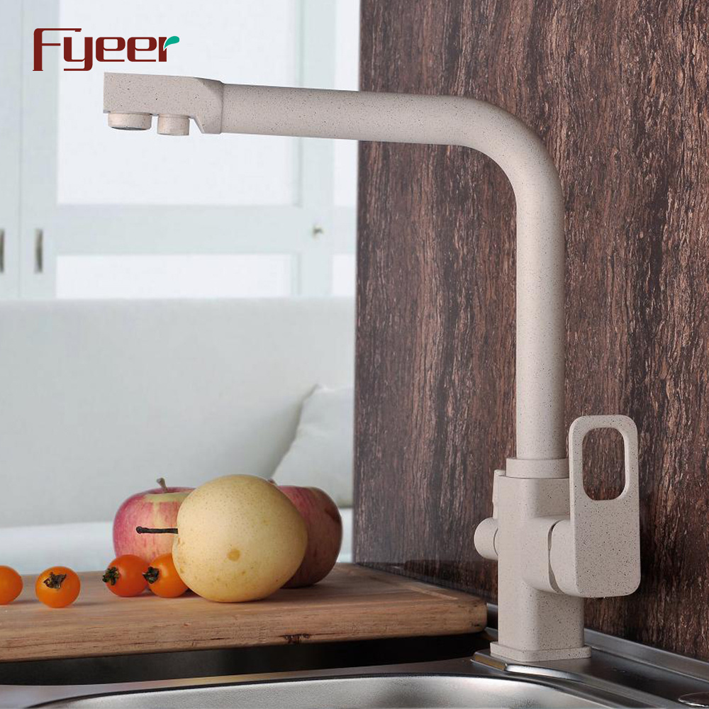 Fyeer Modern 3 Way Brass Body Granite Painted Kitchen Filter Faucet