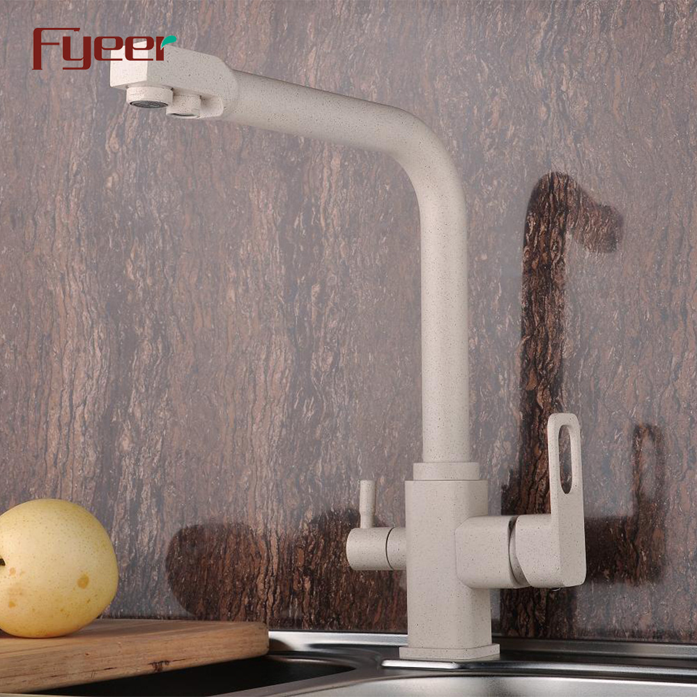 Fyeer Modern 3 Way Brass Body Granite Painted Kitchen Filter Faucet