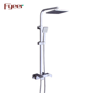 Fyeer New Solid Brass Rain Shower Set with Waterfall Bath Faucet