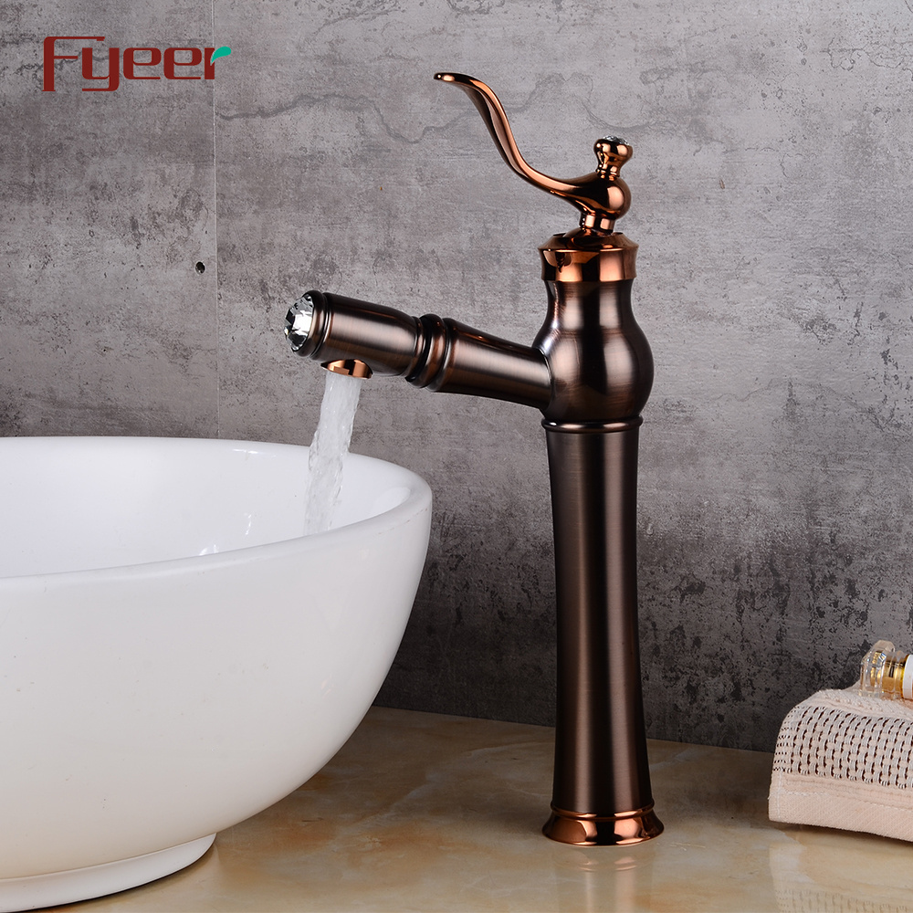 Fyeer 2018 New Antique Copper Bathroom Vessel Faucet with Pull Out Spray