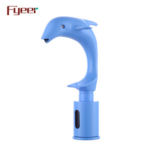 Fyeer Solid Brass Animal Faucet Painted Blue Dolphin Shape Automatic Sensor Tap