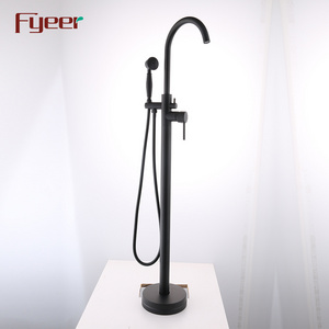 Fyeer Black Free Standing Bathtub Faucet with Handle Shower