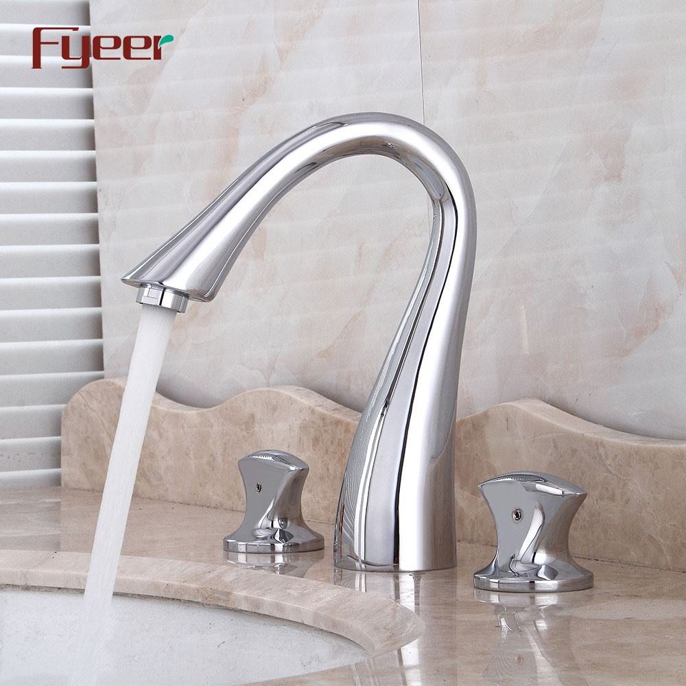 Fyeer Deck Mounted Solid Brass 8 Inch WideSpread Bathroom Faucet