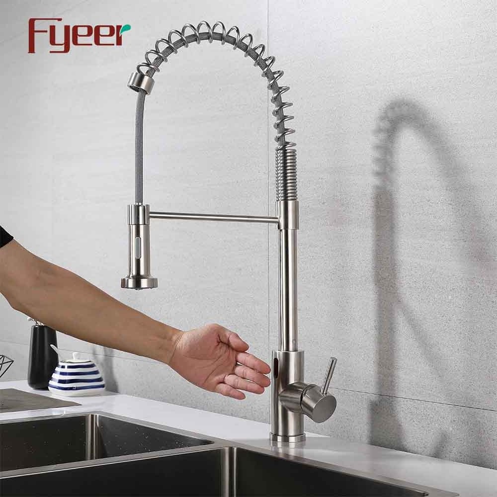 Fyeer Pull Down DC Power Touchless Kitchen Sink Spring Faucet