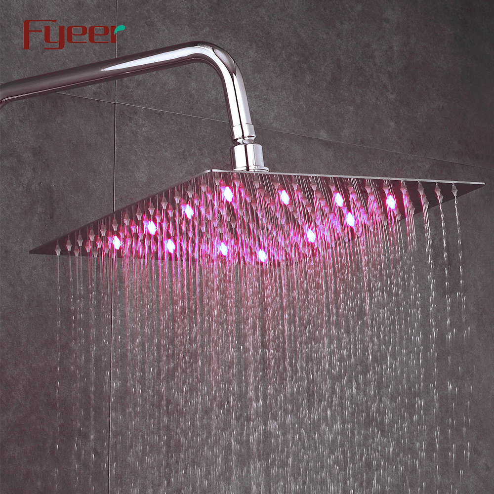 Fyeer Ultraslim 8 Inch Chrome Plated 304 Stainless Steel Led Shower Head