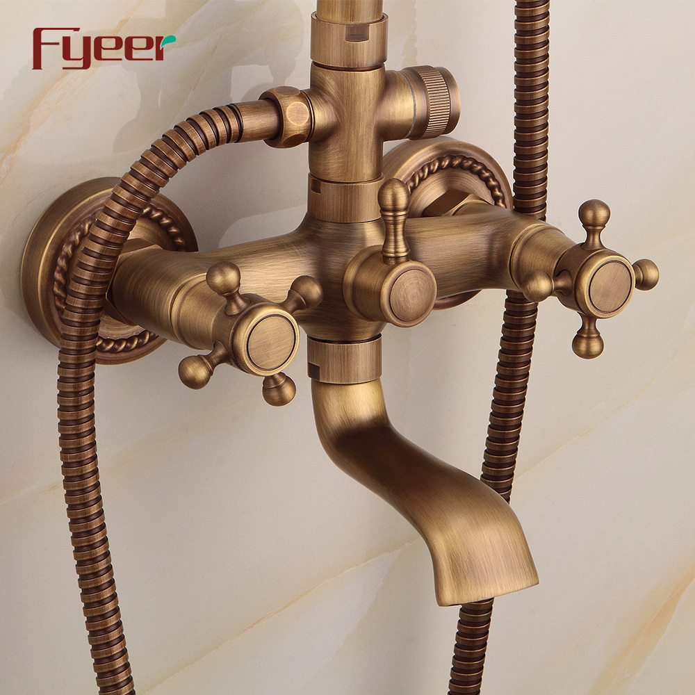 Fyeer Antique Bathroom Shower Set with Rainfall Shower Head