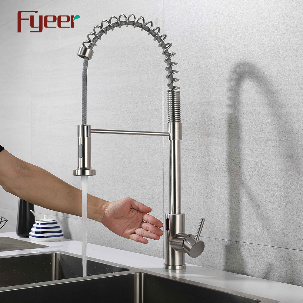 Fyeer Pull Down DC Power Touchless Kitchen Sink Spring Faucet