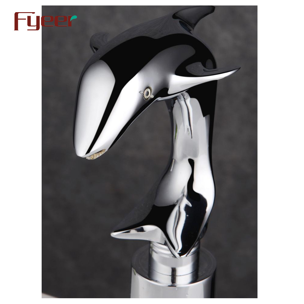 Fyeer Hot Sale Cold Only Brass Dolphin Animal Shape Sensor Faucet