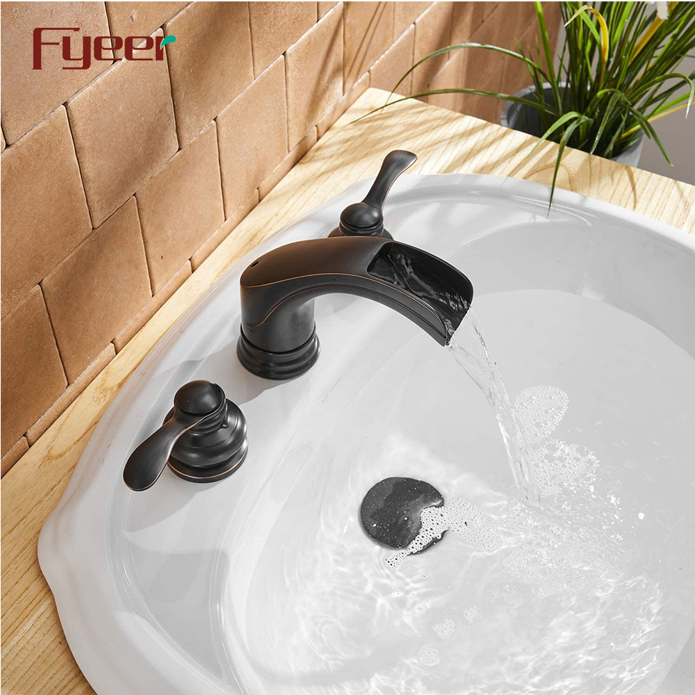 Fyeer ORB Waterfall 3 Hole Widespread Bathroom Basin Faucet