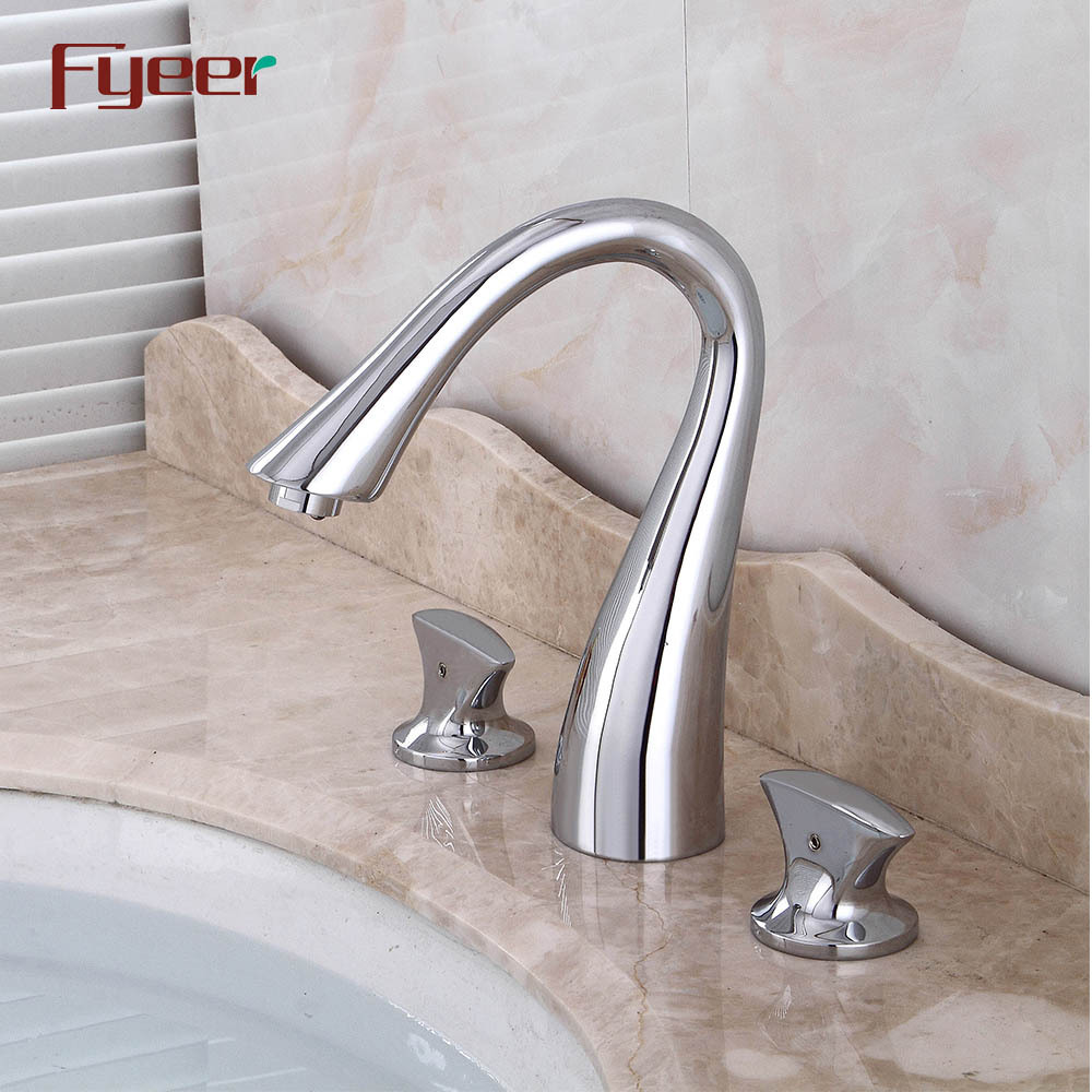 Fyeer Deck Mounted Solid Brass 8 Inch WideSpread Bathroom Faucet