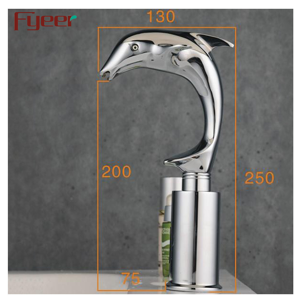 Fyeer Hot Sale Cold Only Brass Dolphin Animal Shape Sensor Faucet