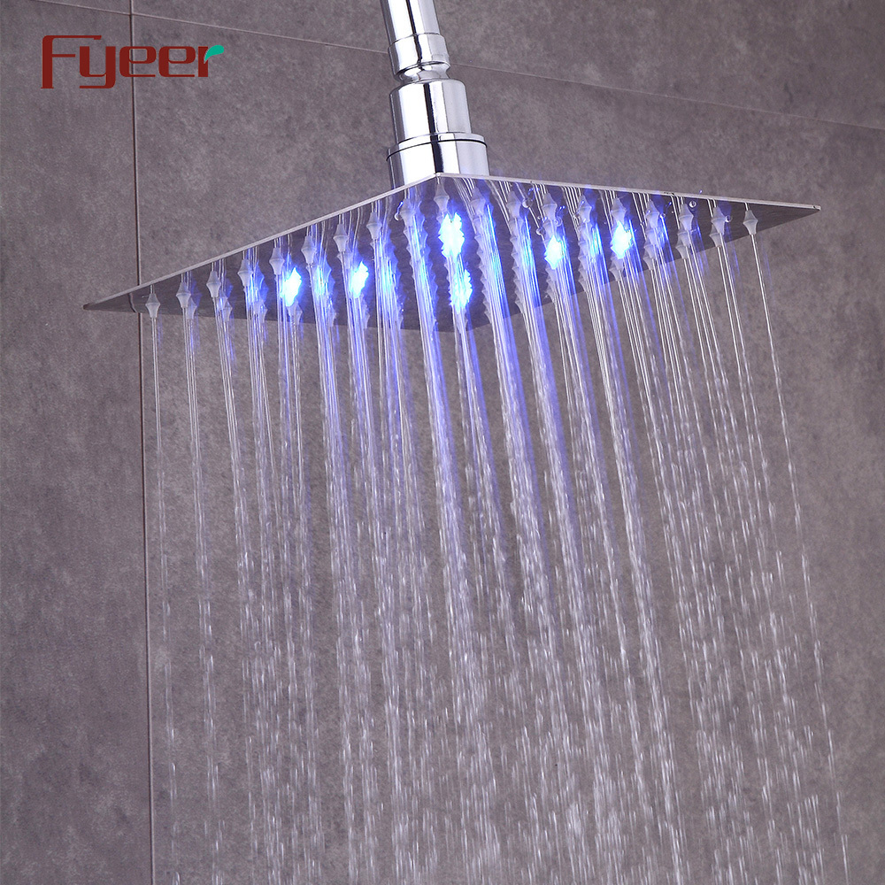 Fyeer Ultraslim 8 Inch Chrome Plated 304 Stainless Steel Led Shower Head