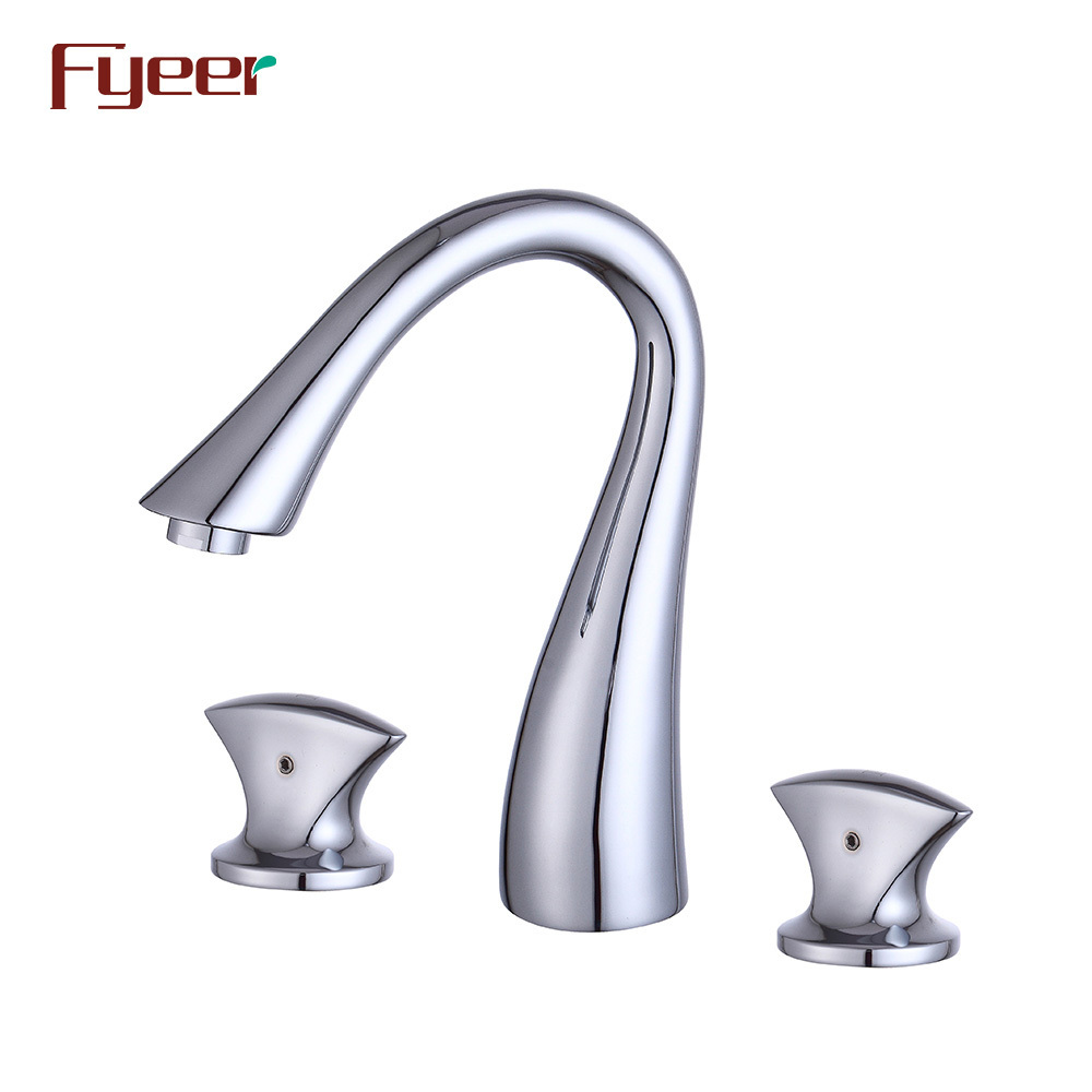 Fyeer Deck Mounted Solid Brass 8 Inch WideSpread Bathroom Faucet