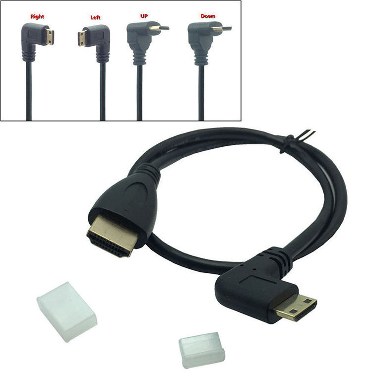 Wholesale Customized  90 Degree  Right-Angled Mini HDMI To HDMI 1.4 Male To Male Cable  For Camera Dv Cable