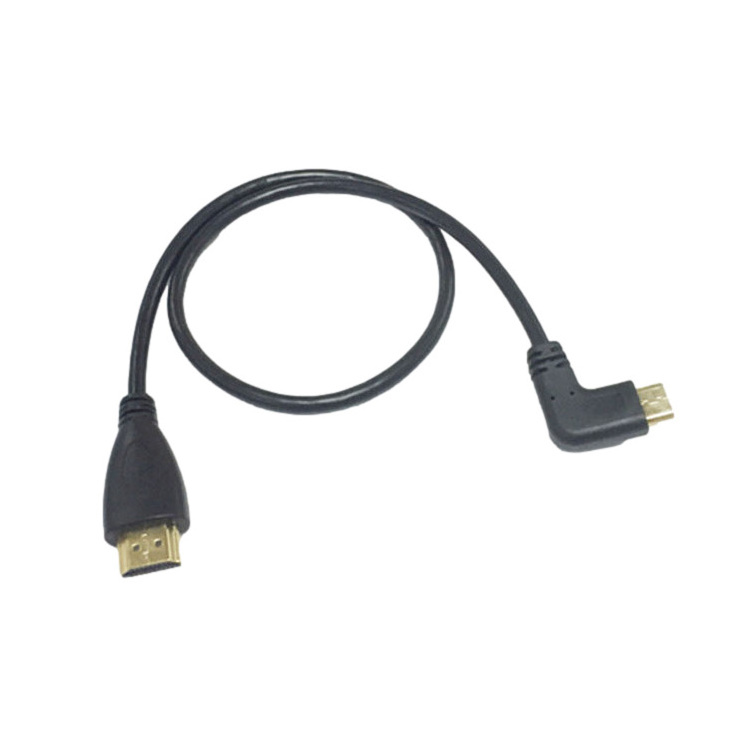 Wholesale Customized  90 Degree  Right-Angled Mini HDMI To HDMI 1.4 Male To Male Cable  For Camera Dv Cable