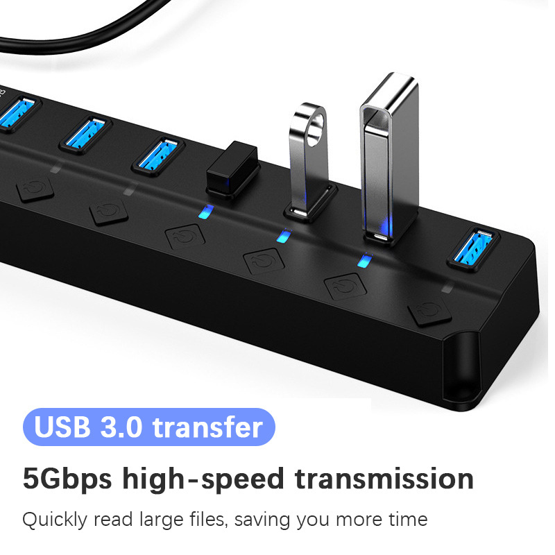 Usb C Hub 7 in 1 Type C Card Readers USB A to USB 3.0 2.0*7 Docking Station With Power Charging 5Gbps Date Transfer for PC