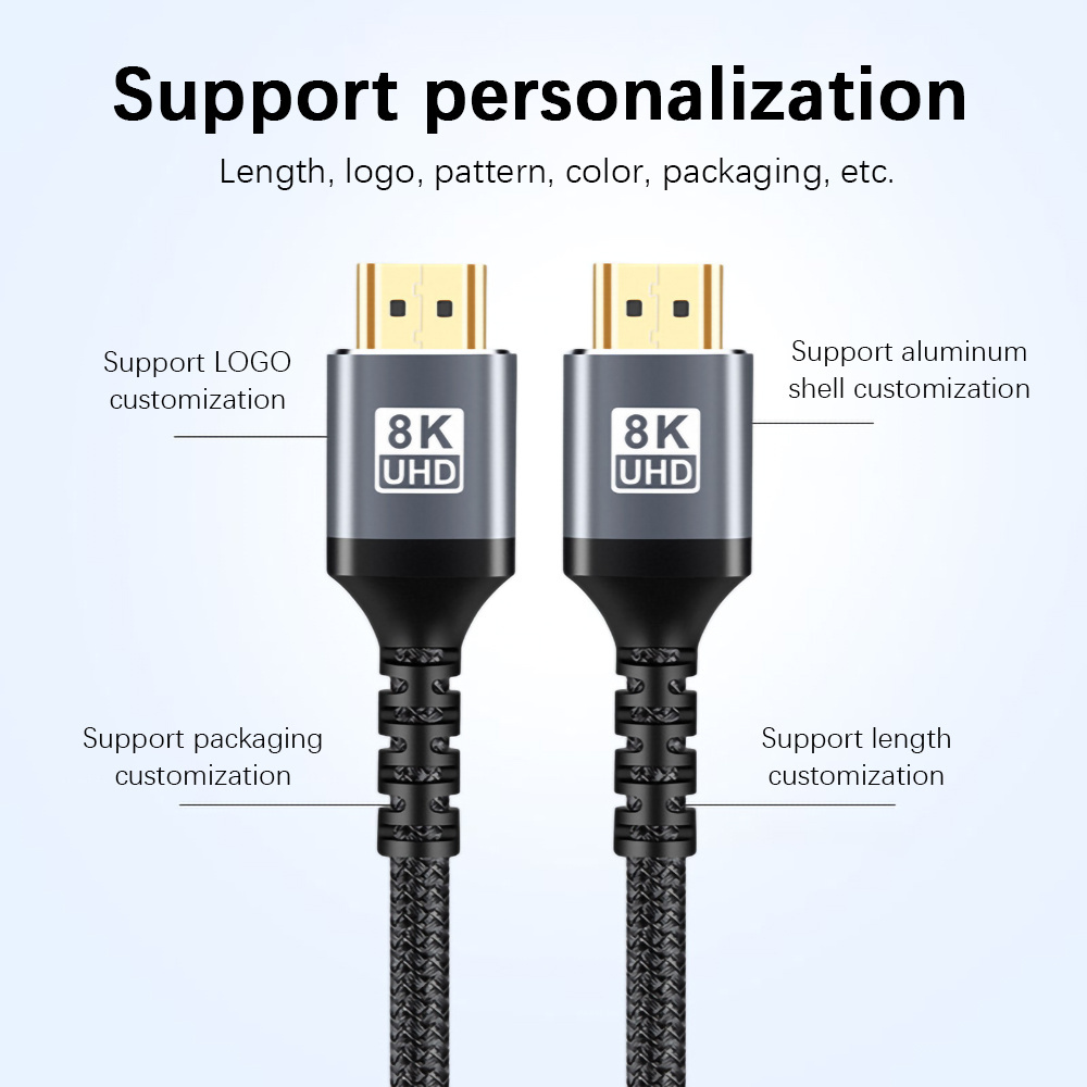 1M 0.5M 2M 3M 5M 7M 48Gbps Male To Male Metal Head 3D 8K Hdmi 2.1 60Hz 4K 120Hz Hdmi Cable