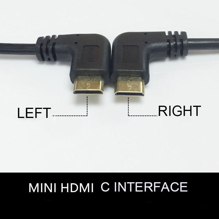 Wholesale Customized  90 Degree  Right-Angled Mini HDMI To HDMI 1.4 Male To Male Cable  For Camera Dv Cable