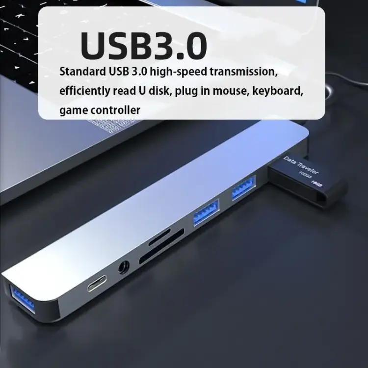 OEM ODM USB c Hub 8 in 1 Data USB 3.0 Por Hub Aluminium Docking Station USB Hubs for Laptop and Phone