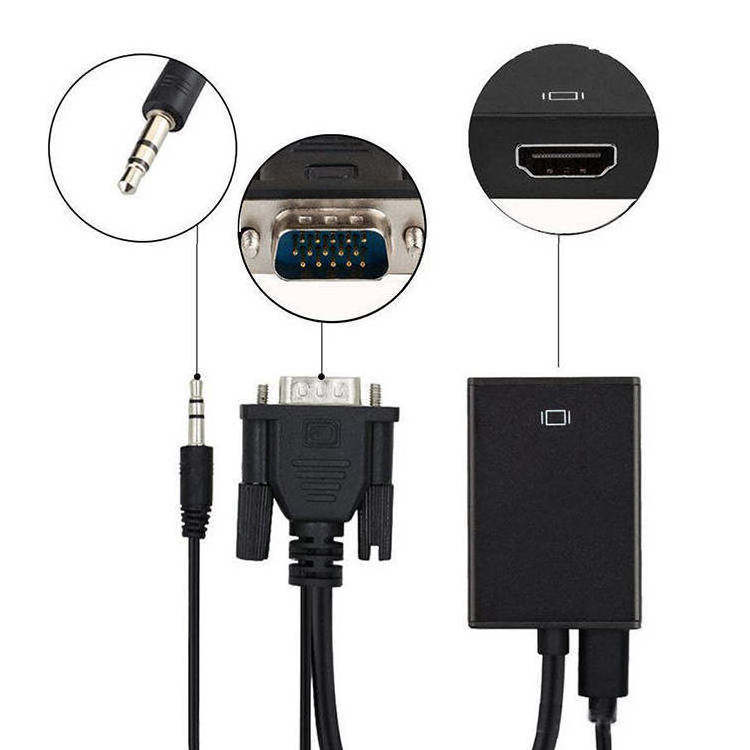 High Quality VGA To HDTV Converter 4k@1080P HDMI Adapter With Audio Cable For HDTV PC Laptop TV