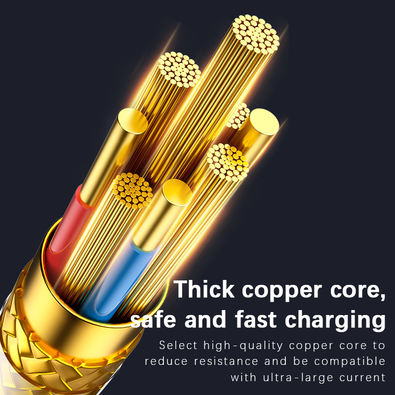 Gold Jet Data Cable 120W Super Fast Charging Geek Cable Suitable for Type C Micro Cabo