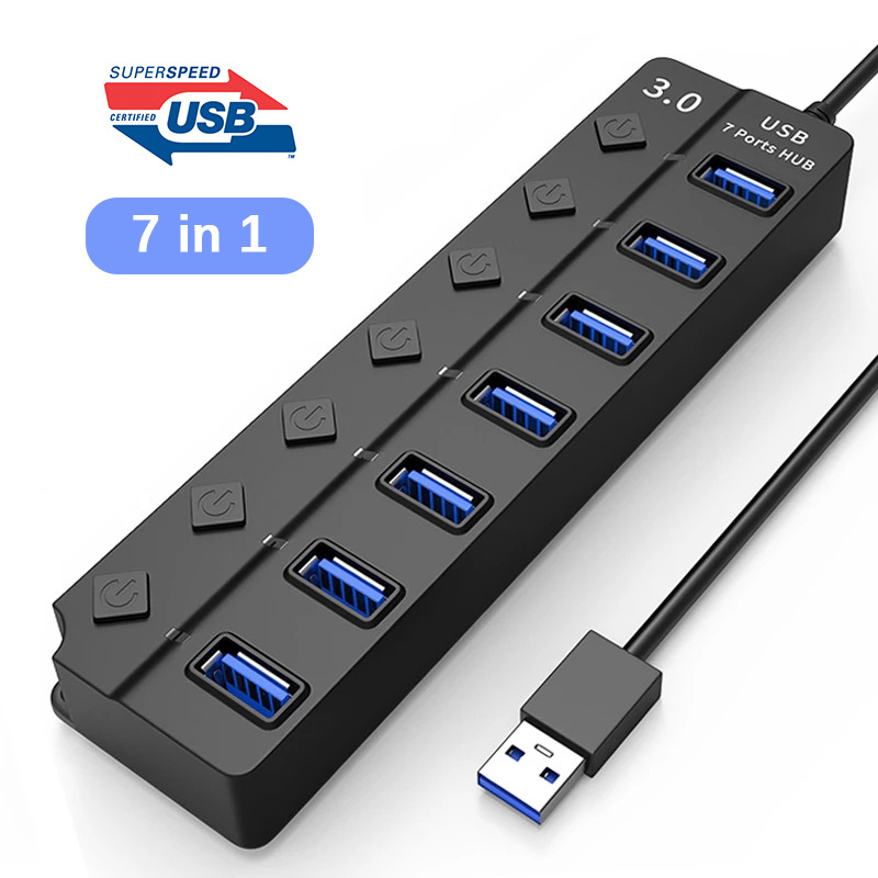 Usb C Hub 7 in 1 Type C Card Readers USB A to USB 3.0 2.0*7 Docking Station With Power Charging 5Gbps Date Transfer for PC